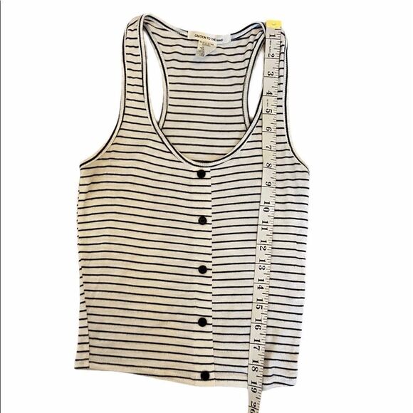 CAUTION TO THE WIND Striped Short Racerback Tank - Picture 7 of 8